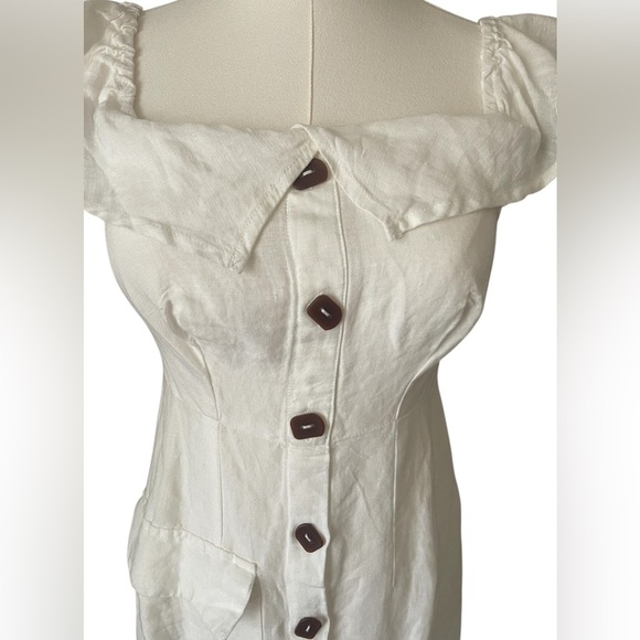 By Anthropologie Off-The-Shoulder Button Midi Dress - Picture 6 of 10